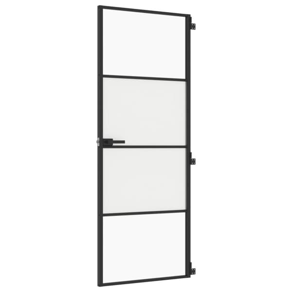 vidaXL Sisäovi ohut musta 76x201,5 cm karkaistu lasi ja alumiini - Kodin ovet