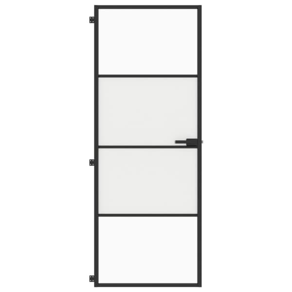 vidaXL Sisäovi ohut musta 76x201,5 cm karkaistu lasi ja alumiini - Kodin ovet