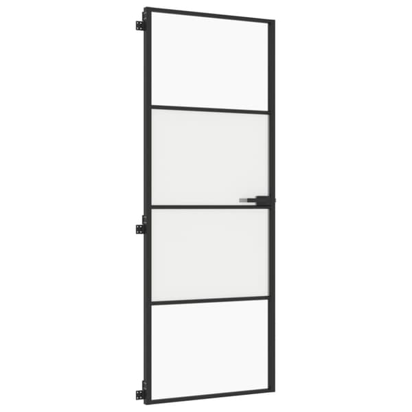 vidaXL Sisäovi ohut musta 76x201,5 cm karkaistu lasi ja alumiini -  Kodin ovet