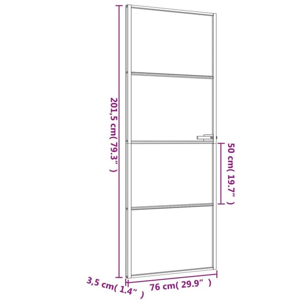 vidaXL Sisäovi ohut musta 76x201,5 cm karkaistu lasi ja alumiini - Kodin ovet