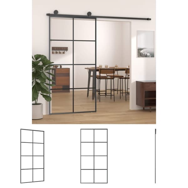 The Living Store Liukuovi musta 102,5x205 cm ESG-lasi ja alumiini - Kodin ovet