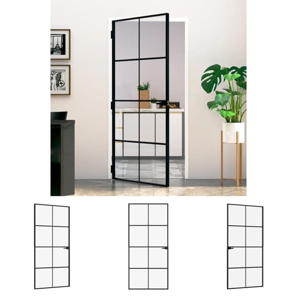 The Living Store dør 93x201,5 cm hærdet glas og aluminium sort - Husdøre