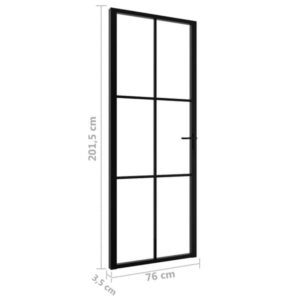 The Living Store indvendig dør 76x201,5 cm sikkerhedsglas og aluminium sort -  Husdøre