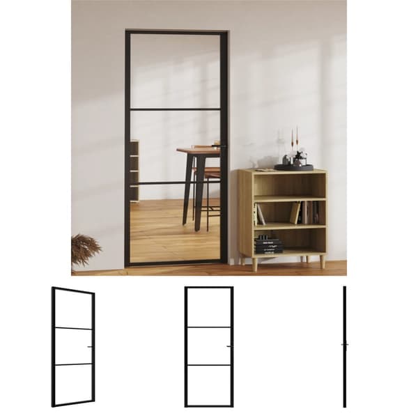 The Living Store indvendig dør 93x201,5 sikkerhedsglas og aluminium sort -  Husdøre