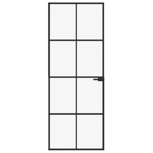 The Living Store dør 76x201,5 cm hærdet glas og aluminium sort -  Husdøre