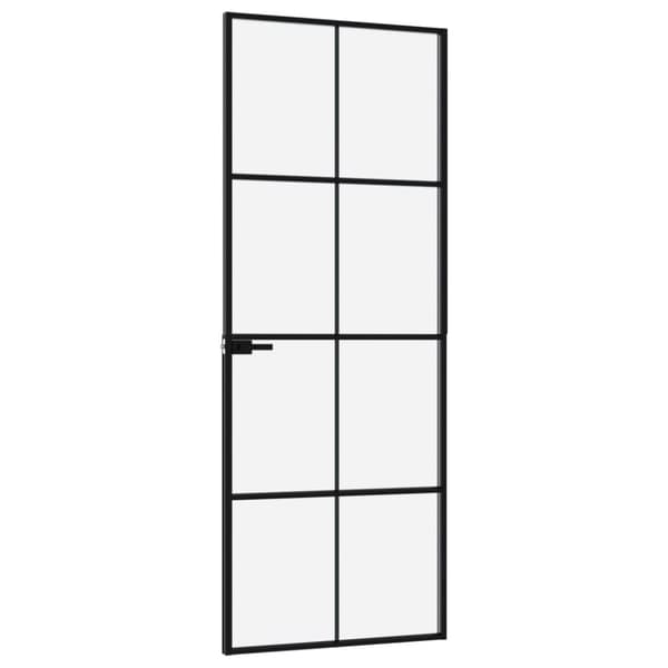 The Living Store dør 76x201,5 cm hærdet glas og aluminium sort -  Husdøre