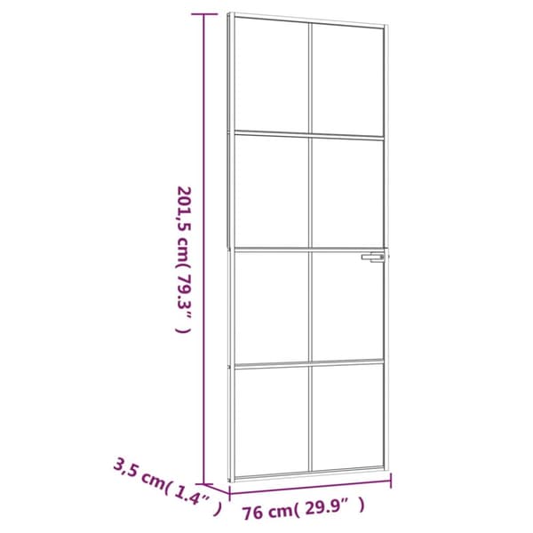 The Living Store dør 76x201,5 cm hærdet glas og aluminium sort -  Husdøre