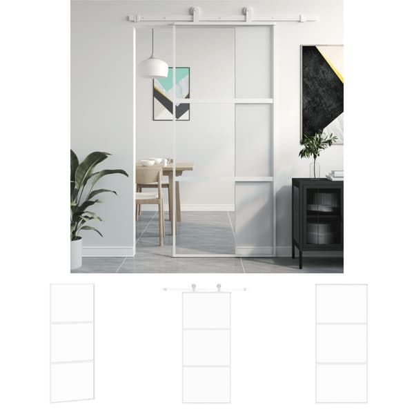 The Living Store Liukuovi valkoinen 90x205 cm karkaistu lasi ja alumiini - Kodin ovet