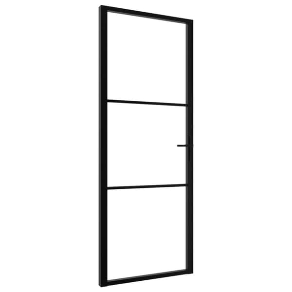 Husdøre - Living indvendig dør 76x201,5 cm sikkerhedsglas og aluminium sort
