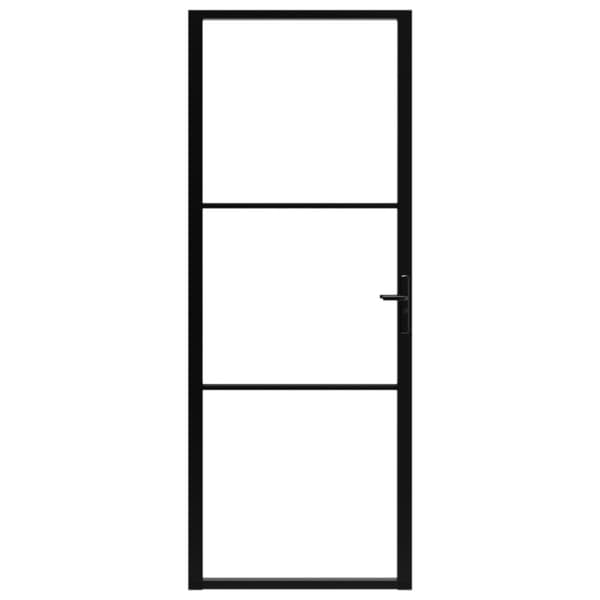 Husdøre - Living indvendig dør 76x201,5 cm sikkerhedsglas og aluminium sort