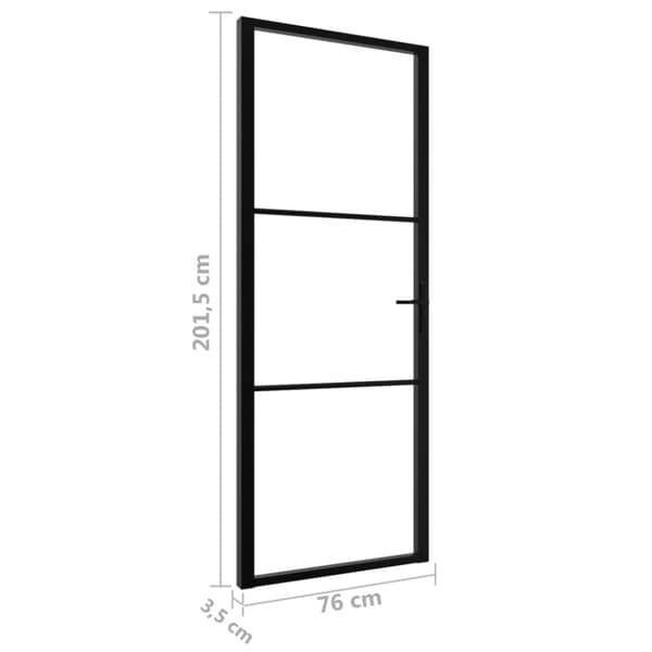 Husdøre - Living indvendig dør 76x201,5 cm sikkerhedsglas og aluminium sort