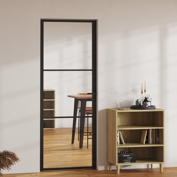 Husdøre - Living indvendig dør 76x201,5 cm sikkerhedsglas og aluminium sort
