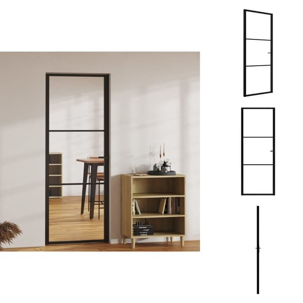 Husdøre - Living indvendig dør 76x201,5 cm sikkerhedsglas og aluminium sort