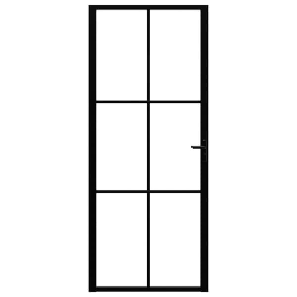 Husdøre - Living indvendig dør 83x201,5 cm sikkerhedsglas og aluminium sort