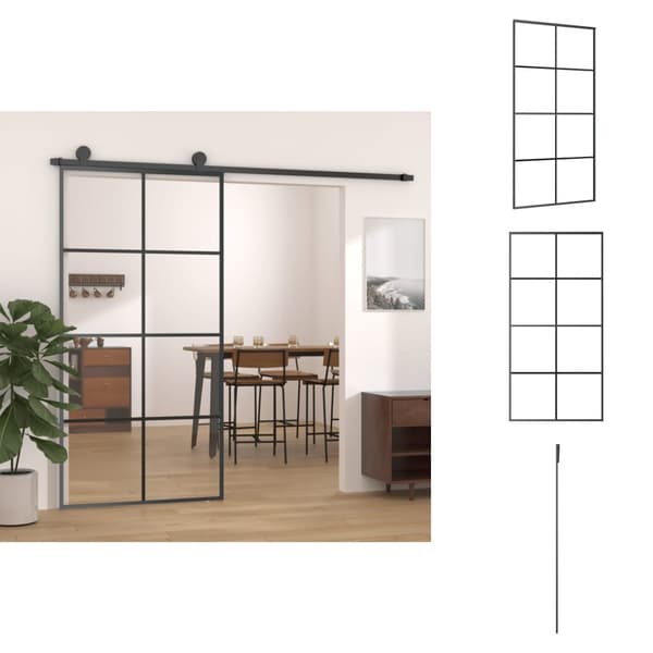 Husdörrar - Living Skjutdörr svart 102,5x205 cm ESG-glas och aluminium