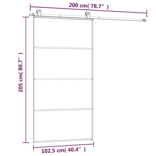 Husdøre - Living skydedør med hardwaresæt 102,5x205 cm sikkerhedsglas aluminium