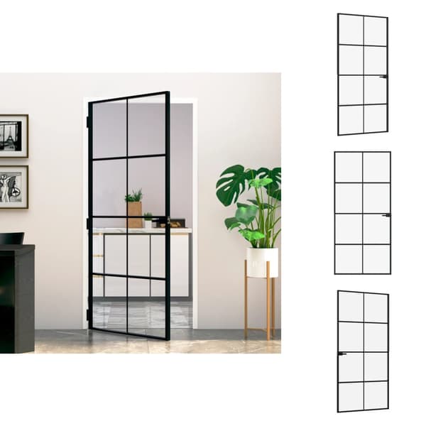 Husdøre - Living dør 93x201,5 cm hærdet glas og aluminium sort
