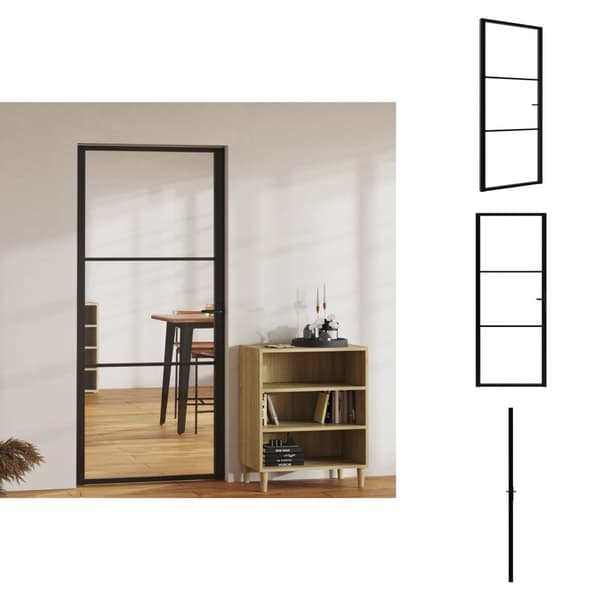 Husdøre - Living indvendig dør 93x201,5 sikkerhedsglas og aluminium sort