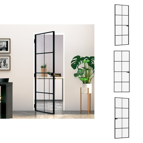 Husdøre - Living dør 76x201,5 cm hærdet glas og aluminium sort