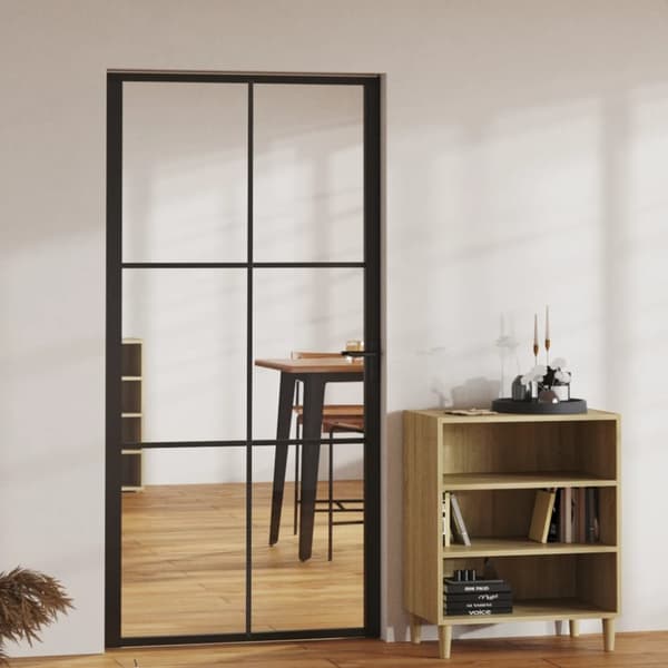 Husdøre - Living indvendig dør 102,5x201,5 cm sikkerhedsglas og aluminium sort