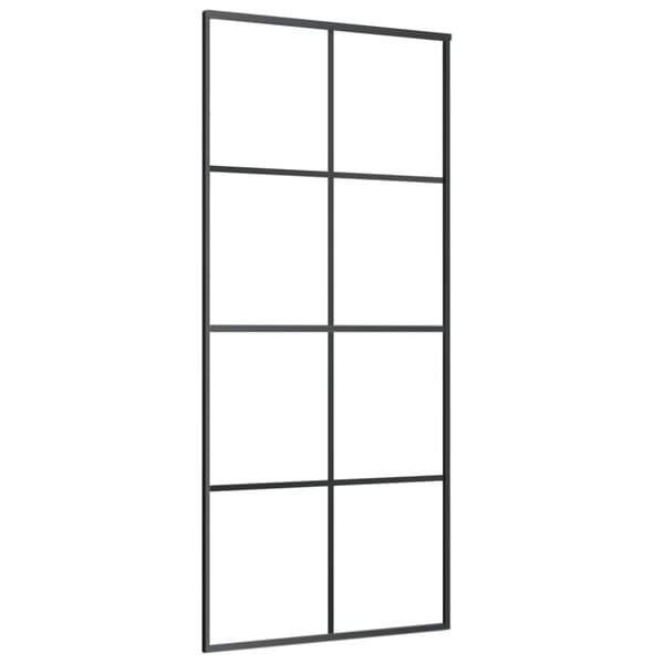 Husdøre - Living skydedør 90x205 cm sikkerhedsglas og aluminium sort