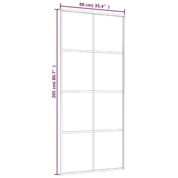 Husdøre - Living skydedør 90x205 cm sikkerhedsglas og aluminium sort