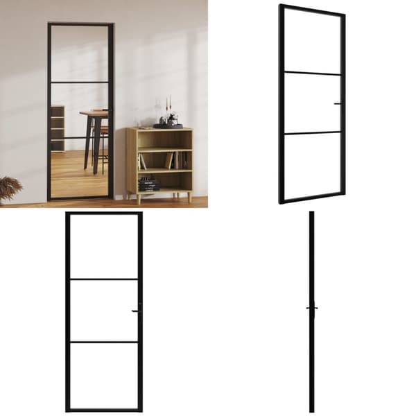Innerdörr ESG-glas och aluminium 76x201,5 cm svart - Innerdörr - Innerdörrar - Home & Living