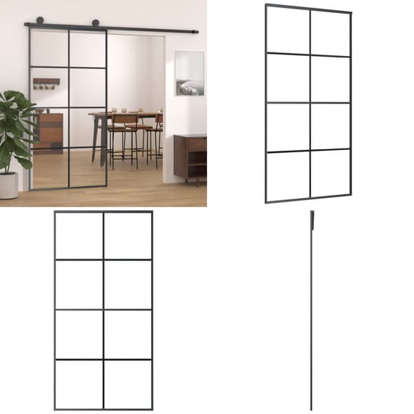 Skydedør 102,5x205 cm sikkerhedsglas og aluminium sort - Skydedør - Skydedøre - Home & Living