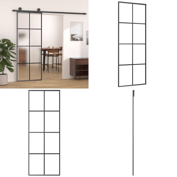 Skydedør 76x205 cm aluminium og sikkerhedsglas sort - Aluminiumsdør - Aluminiumsdøre - Home & Living