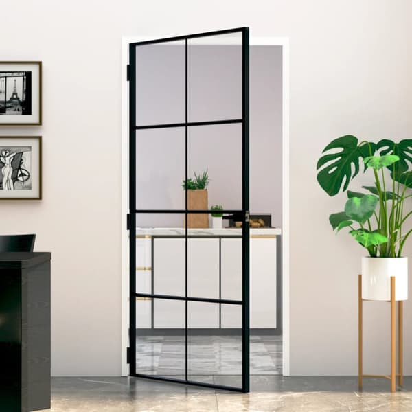 Innerdörr 93x201,5 cm härdat glas och aluminium slim - Dörr - Dörrar - Home & Living