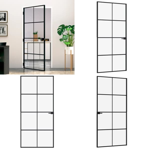 Innerdörr 93x201,5 cm härdat glas och aluminium slim - Dörr - Dörrar - Home & Living