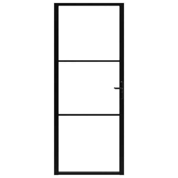 Indvendig dør 93x201,5 sikkerhedsglas og aluminium sort - Dør - Døre - Home & Living