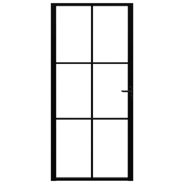 Indvendig dør 93x201,5 cm sikkerhedsglas og aluminium sort - Dør - Døre - Home & Living