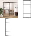 Miniatyrbillede 1 af 6: Skydedør 90x205 cm hærdet matteret glas og aluminium sort - Skydedør - Skydedøre - Home & Living