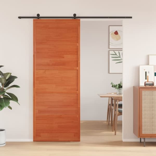 vidaXL Låvedør voksbrun 80x208 cm heltre furu