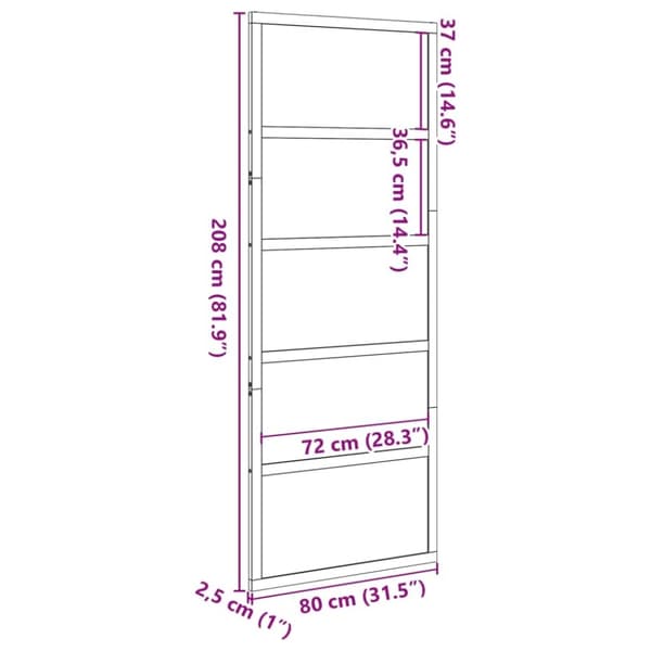 vidaXL skydedør 80x208 cm massivt fyrretræ gyldenbrun