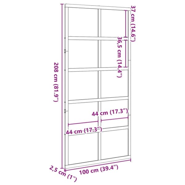 vidaXL Låvedør 100x208 cm heltre furu