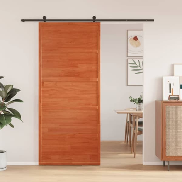 vidaXL Låvedør voksbrun 90x208 cm heltre furu