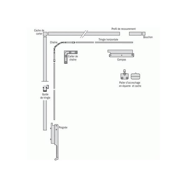Akterspegelsstängare - GEZE - 030 615 - Modern design - Extra platt - Öppningsbredd 170 mm