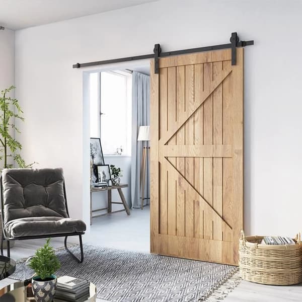 Skjutdörr - XMTECH - 183cm - Stålskena - Svart - Monteringssystem ingår