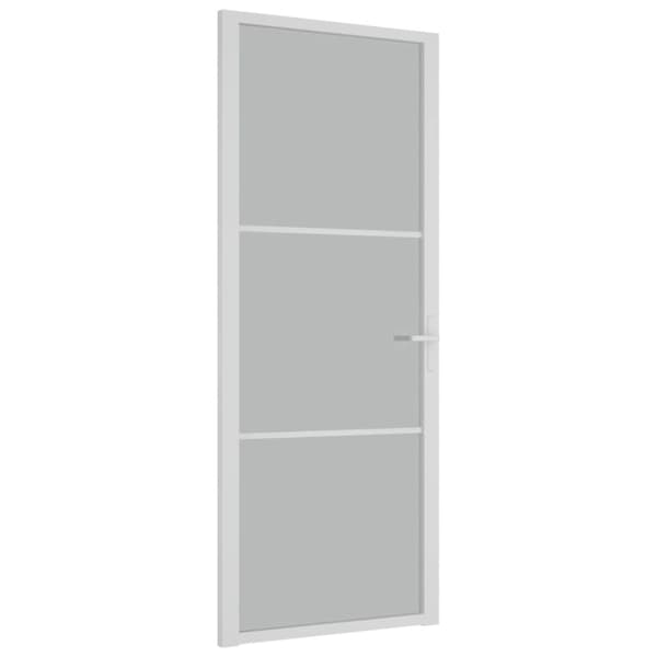 Innerdörr 83x201,5 cm vit matt glas och aluminium