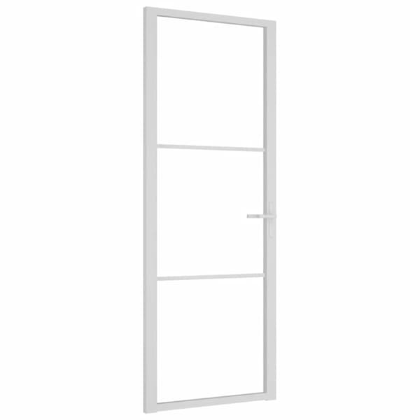 Innerdörr 76x201,5 cm vit ESG-glas och aluminium