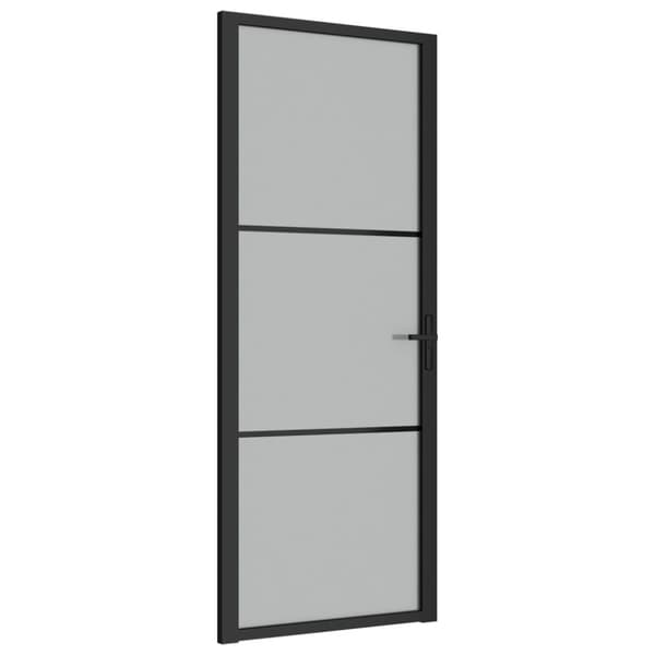 Innerdörr 83x201,5 cm svart matt glas och aluminium