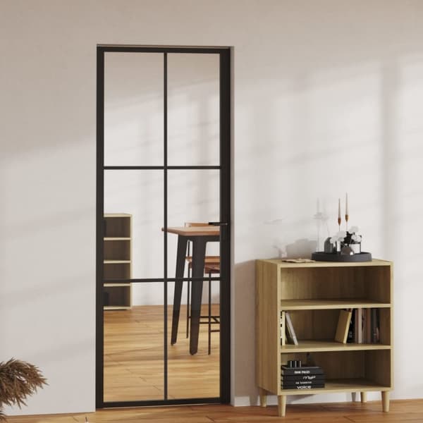 Innerdörr ESG-glas och aluminium 76x201,5 cm svart
