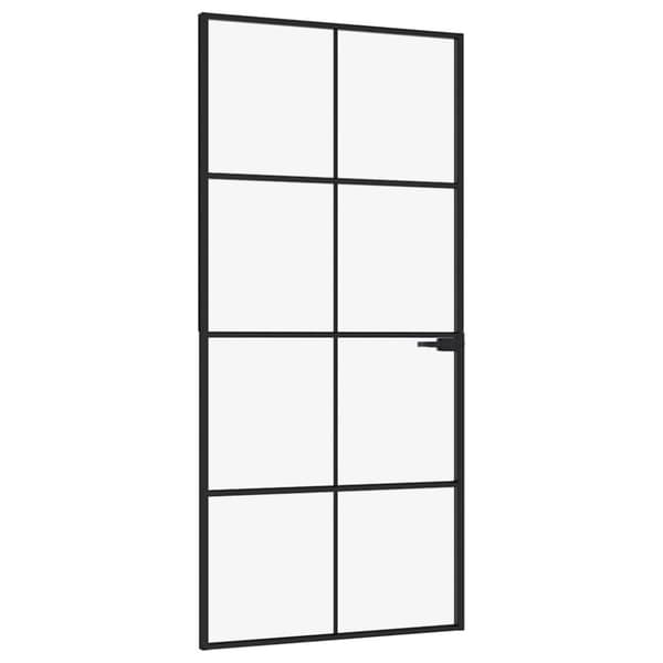Innerdörr 93x201,5 cm härdat glas och aluminium slim