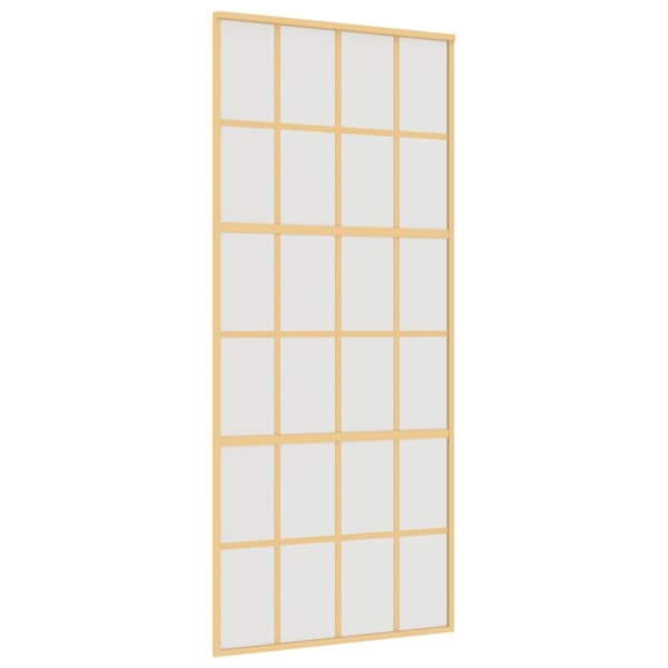 Skjutdörr guld 90x205 cm frostat ESG-glas och aluminium