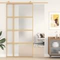 Miniatyrbild 1 av 2: Skjutdörr guld 102,5x205 cm frostat ESG-glas och aluminium
