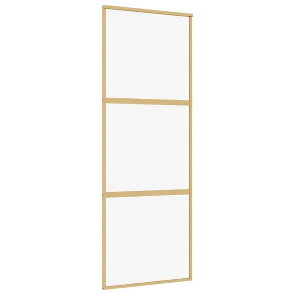 Skjutdörr guld 76x205 cm klart ESG-glas och aluminium