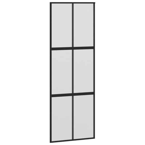 Skjutdörr svart 76x205 cm härdat glas och aluminium