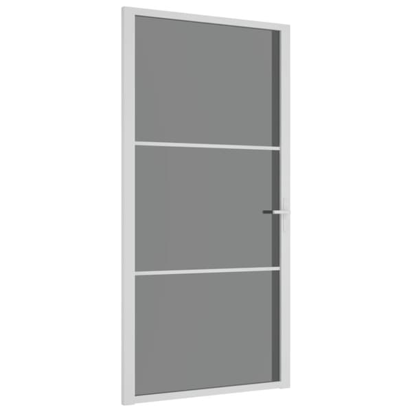 Innerdörr 102,5x201,5 cm vit ESG-glas och aluminium